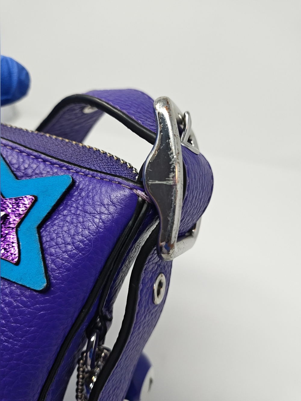 Coach Val Duffle Upcycled w/ 1941 Clutch. Purple/Blue - Picture 13 of 17